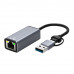 USB3.0+USB-C ETHERNET (RJ45) ADAPTER 1GB MIICAM 0540