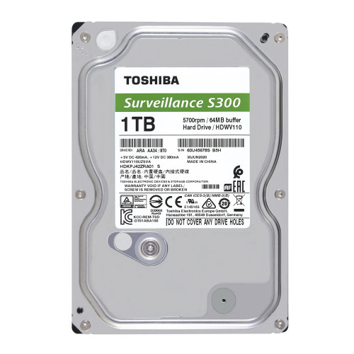 Внутренние жесткие диски TOSHIBA 1TB SATA 5400/6GB/256MB S300 HDWV110