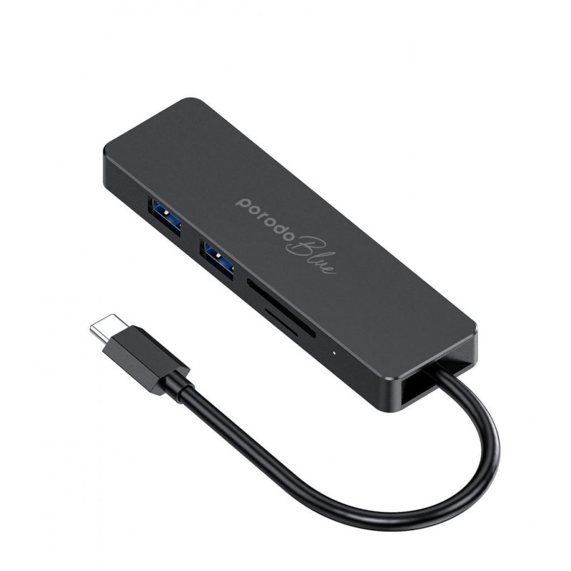 USB TYPE-C Köpeldiji PORODO 2*USB2.0+HDMI+SD/TF 5 in 1